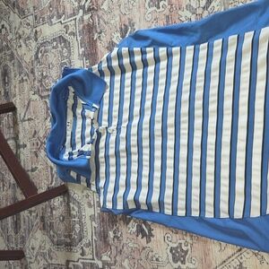 Under Armor Blue and White Striped Polo Shirt
